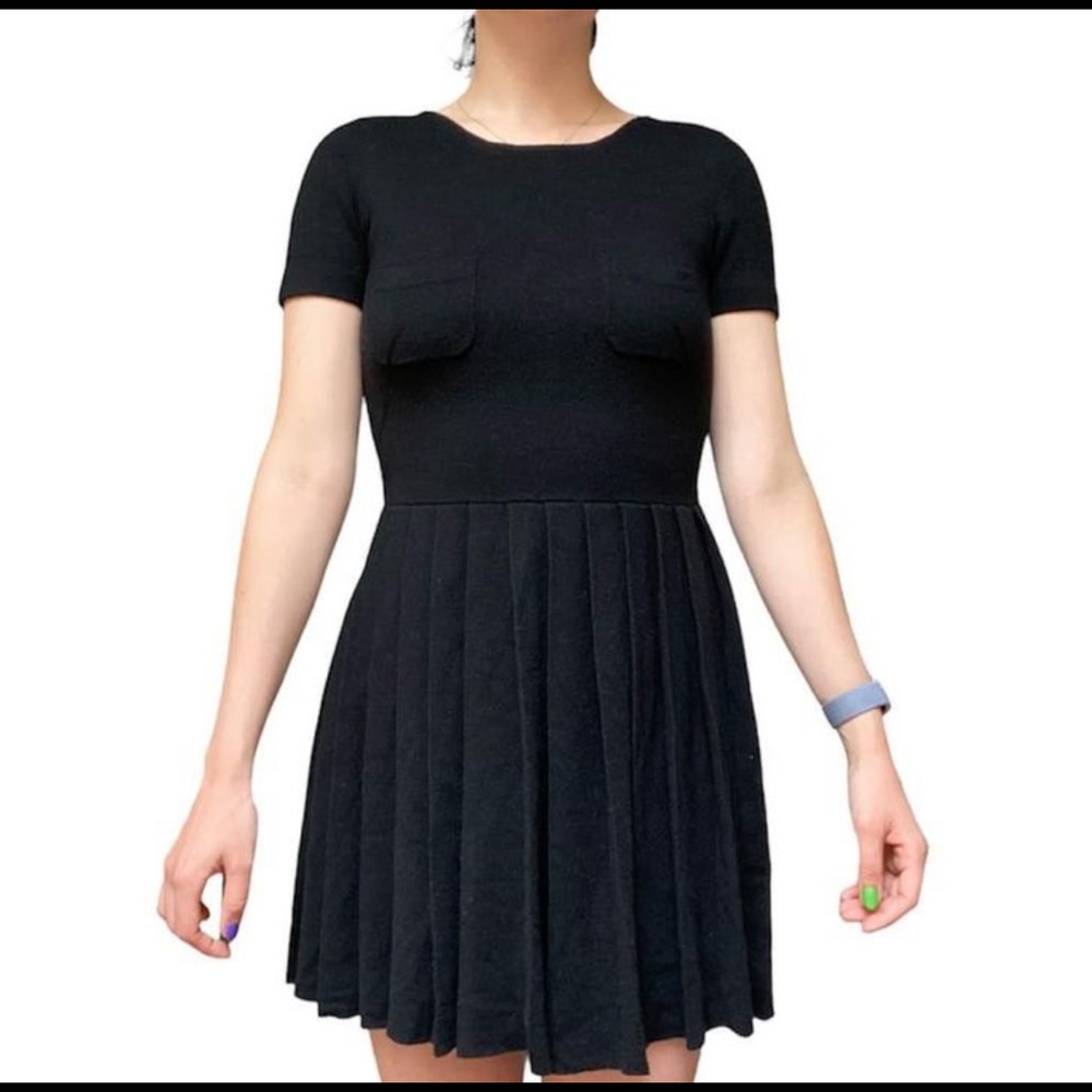 PHILLIP LIM 3.1 Black pleated wool knit women’s dress size Medium